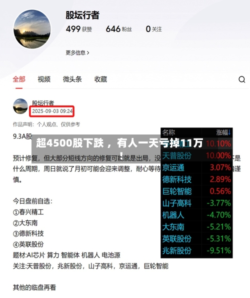 超4500股下跌 ，有人一天亏掉11万！-第3张图片