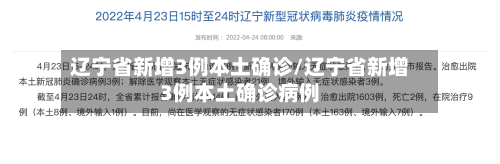 辽宁省新增3例本土确诊/辽宁省新增3例本土确诊病例